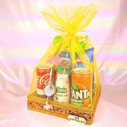 Decorated Hamper Basket With Snacks (Yellow)