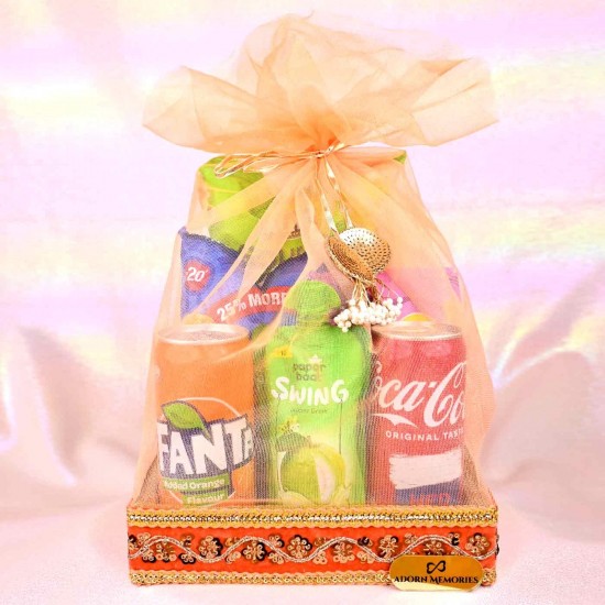 Decorated Hamper Basket With Snacks (ORANGE)