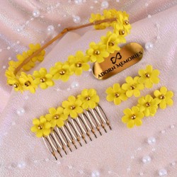 Flower Hair Accessory Combo-Yellow