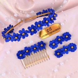 Flower Hair Accessory Combo-Blue