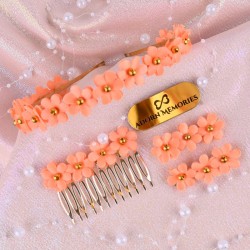 Flower Hair Accessory Combo-Peach