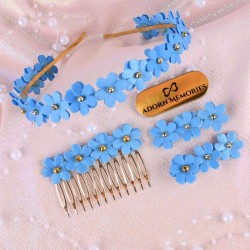 Flower Hair Accessory Combo-Sky blue