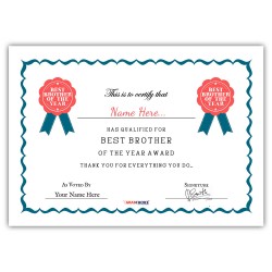 Personalized World's Best Brother Certificate