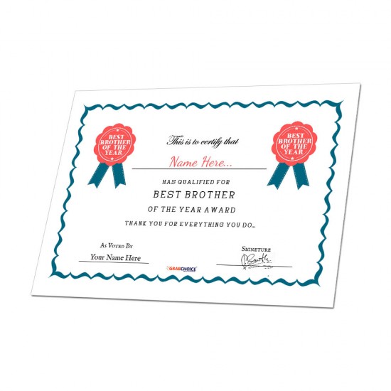 Personalized World's Best Brother Certificate