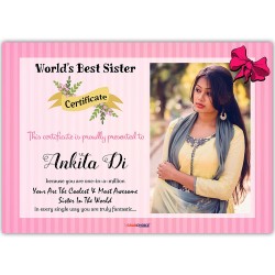 World's Best Sister Certificate With Photo