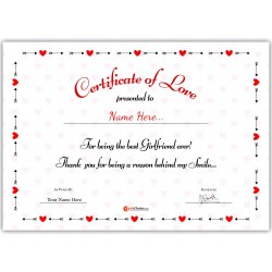 Personalized World's Best Girlfriend Certificate
