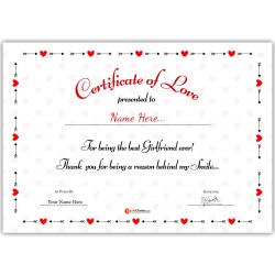 Personalized World's Best Girlfriend Certificate