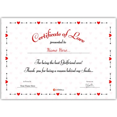 Personalized World's Best Girlfriend Certificate