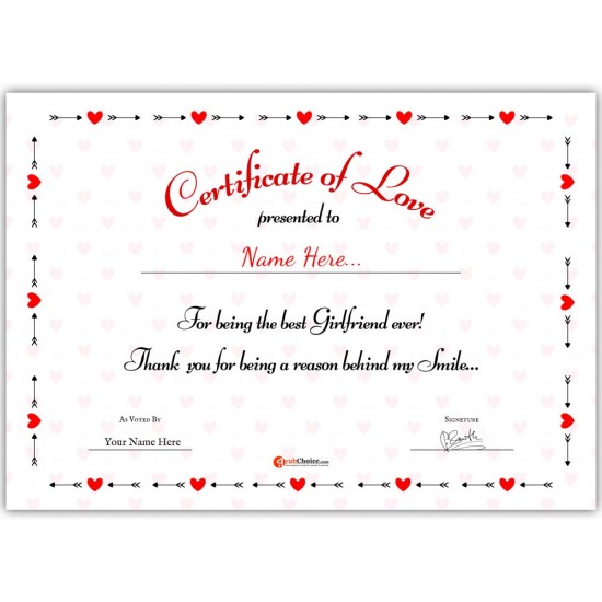 Personalized World's Best Girlfriend Certificate