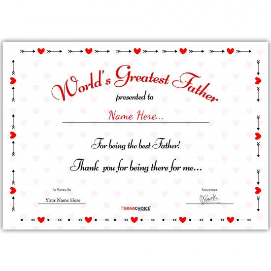 Personalized World's Greatest Father Certificate