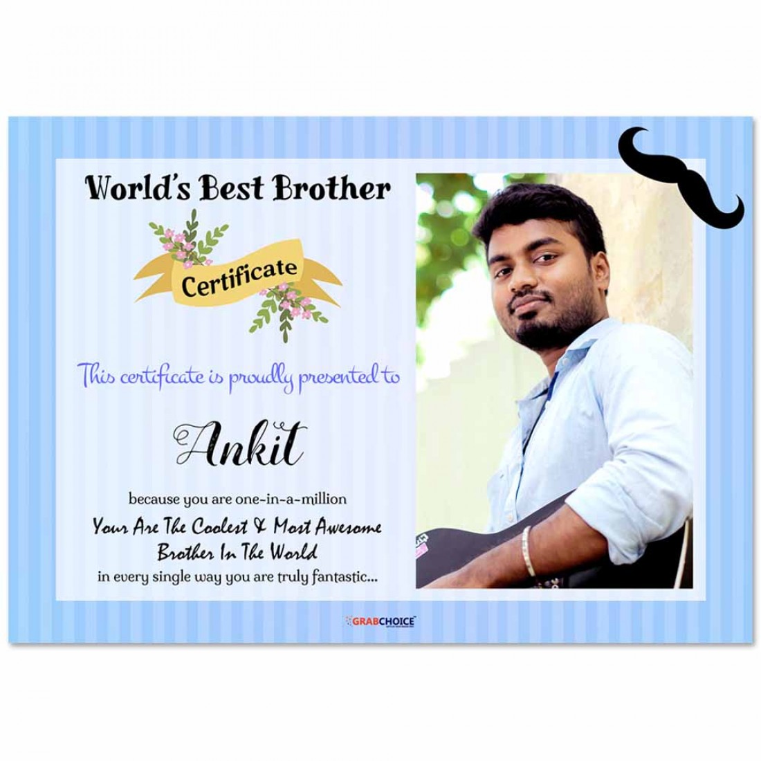 Personalized Certificate For Brother | Buy Today At www.grabchoice.com