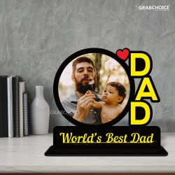 Personalized World's Best Dad Photo Frame - Table Top Round Photo