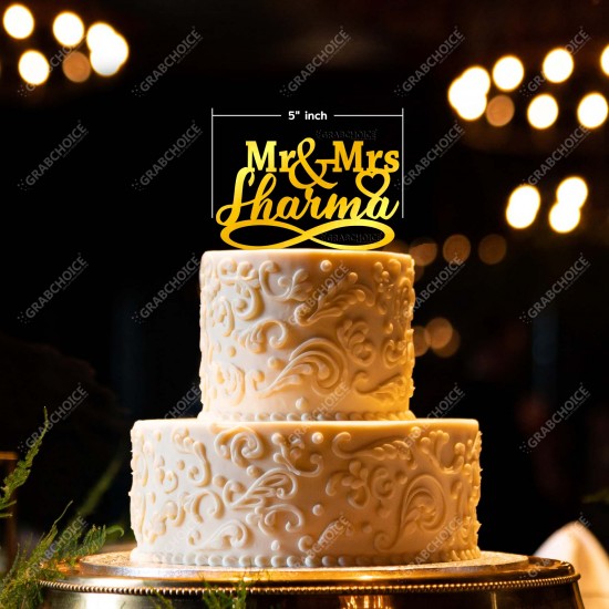 Personalized Mr And Mrs Cake Topper For Engagement / Wedding  