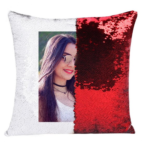 Personalized Photo Magic Pillow -  Square Shape Red