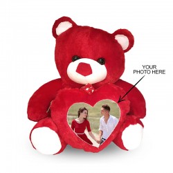 Personalized Teddy Shape Cushion - Red