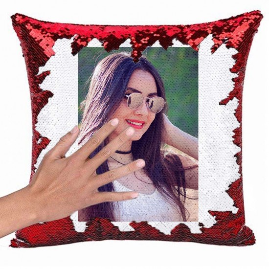 Personalized Photo Magic Pillow -  Square Shape Red