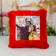 Personalized Photo Cushion -  Square Shape Red