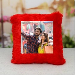 Personalized Photo Cushion -  Square Shape Red