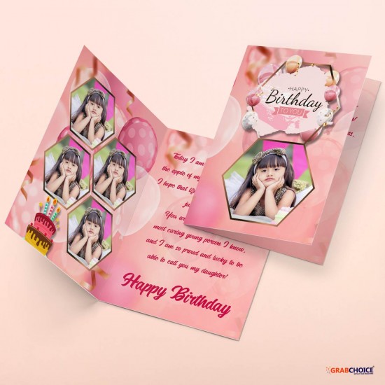 Personalized Birthday Greeting Card - Pink