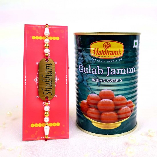 Rakhi For Brother With Name And Gulab Jamun Sweets