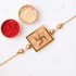 Squre With Swastik Rakhi For Brother