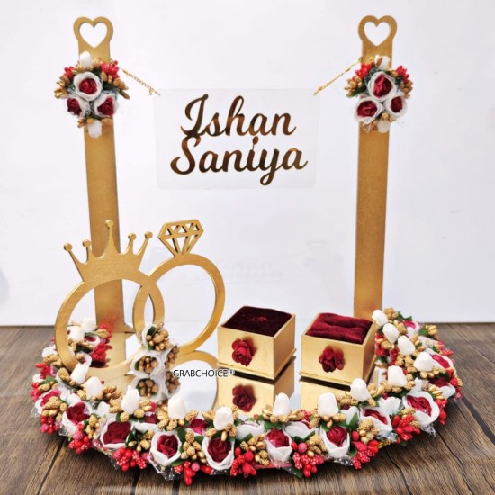 Personalized Engagement Ring Platter with Bride And Groom Names - Mirror