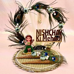 Mehndi Ceremony Platter - Peacock Feathers