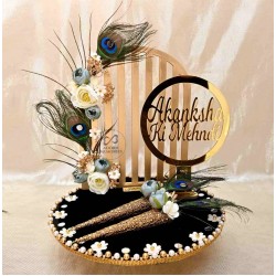 Mehndi Ceremony Platter - Peacock Feathers