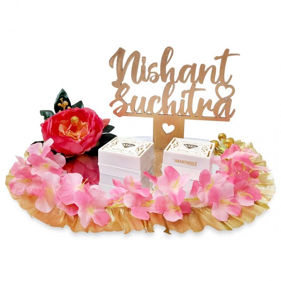 Engagement Ring Platter - Floral Themed - Couple Ring