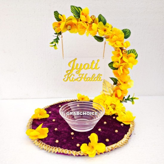 Personalized Haldi Platter with Bride/Groom Name