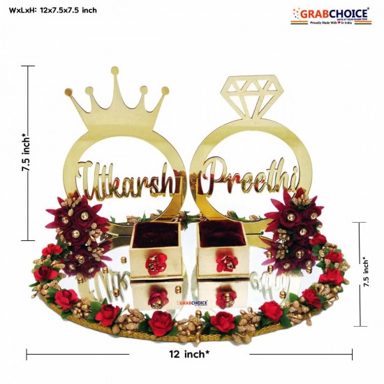 Personalized Engagement Ring Platter with Bride And Groom Names