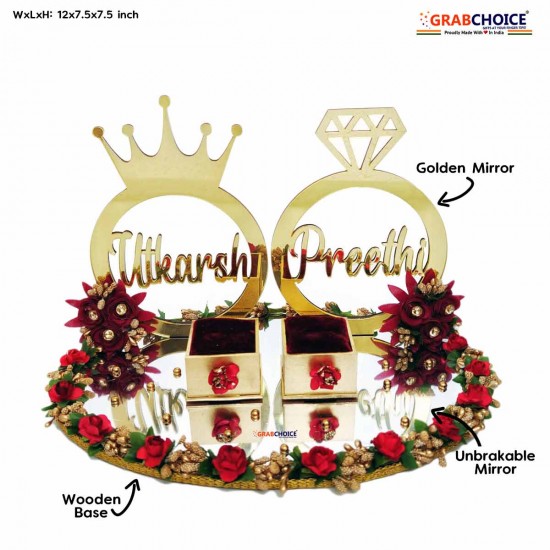 Personalized Engagement Ring Platter with Bride And Groom Names