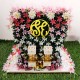 Personalized Engagement Ring Platter with Bride And Groom Name Initials with Floral Backdrop