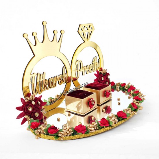 Personalized Engagement Ring Platter with Bride And Groom Names