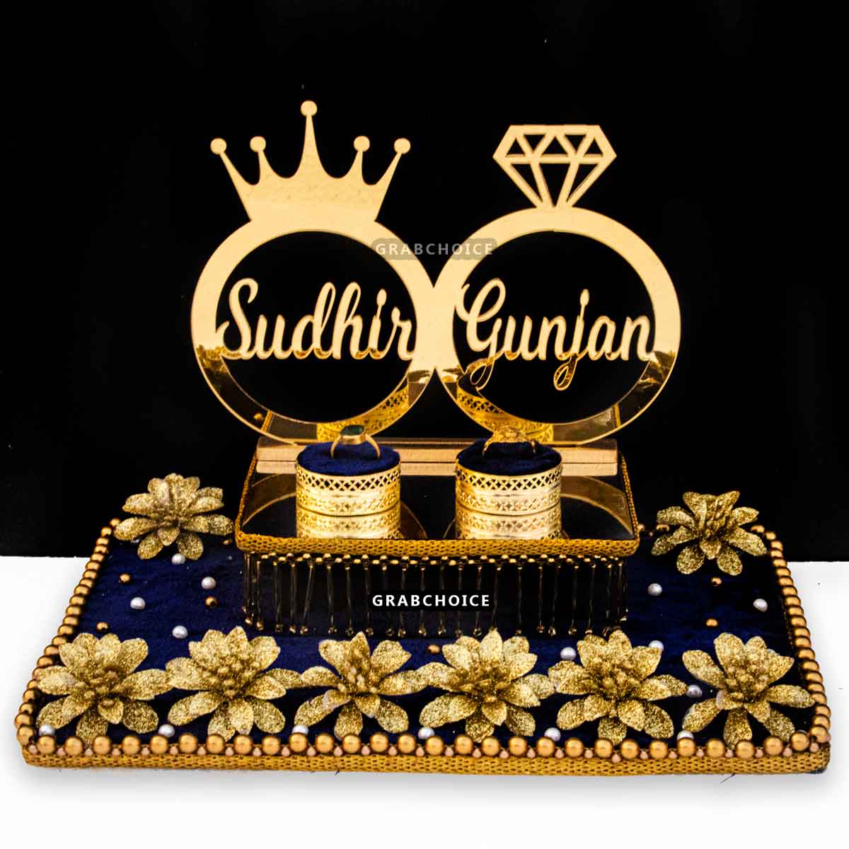 Engagement Ring Platter WITH BIG GANESH /Engagemnet Ring Stand