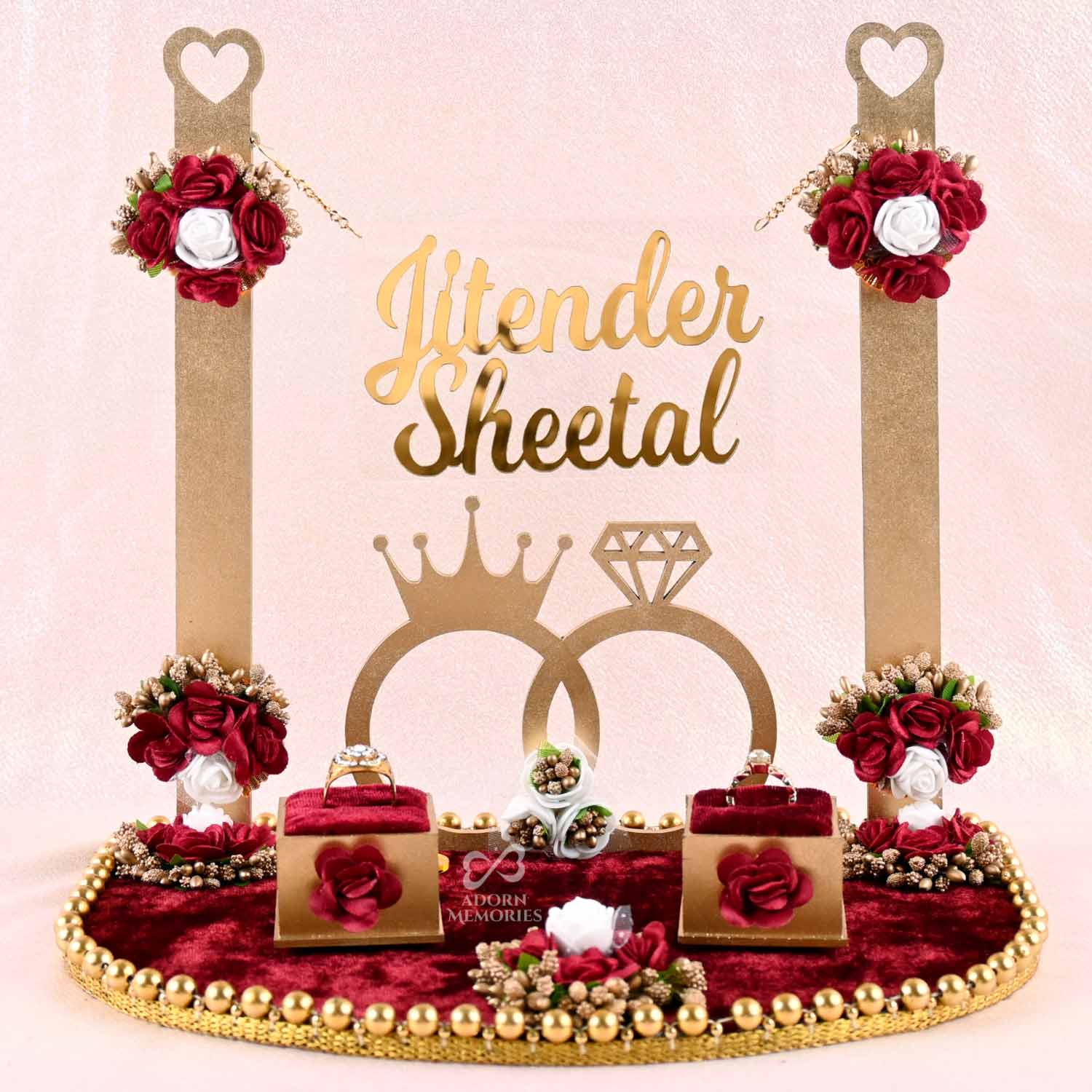 Buy GiftsBouquet Engagement Ring Platter for Wedding with Couple Name | Ring  Plate for Ring Ceremony | Engagement Tray | Customised Ring Platter - Wood  Online at Low Prices in India - Amazon.in