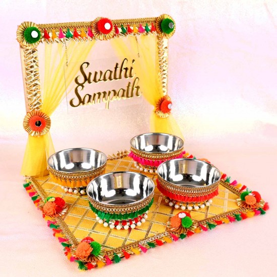 Personalized Wedding Haldi Ceremony Platter with Bride Or Groom Name