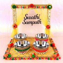 Personalized Wedding Haldi Platter with Bride Or Groom With Names