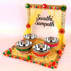 Personalized Wedding Haldi Platter with Bride Or Groom With Names