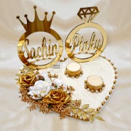Personalized Engagement Ring Platter with Bride And Groom Names - Heart Shape
