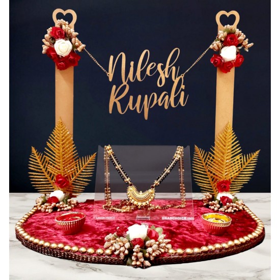 Personalized Wedding Mangalsutra Platter with Bride And Groom Names