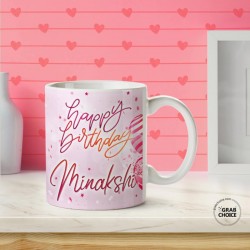 Personalized Birthday Gift Mug with Photo And Name Printed - Pink