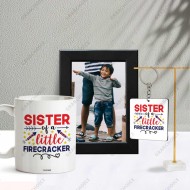 Rakshabandhan Gift for Sister Photo Frame with Mug and Keychain