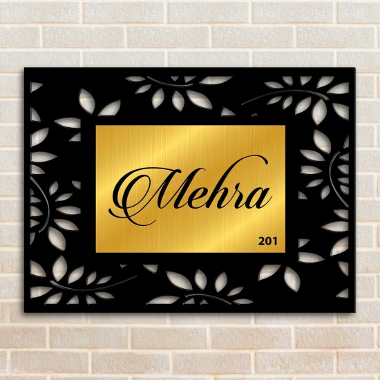 Custom Name Plates For Flats & Apartments - Leaf Design