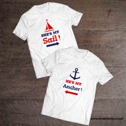 She is my Sail & He is my Anchor Couple T-shirt