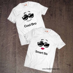 Cool Bro Smart Sis Quote Couple T-shirt